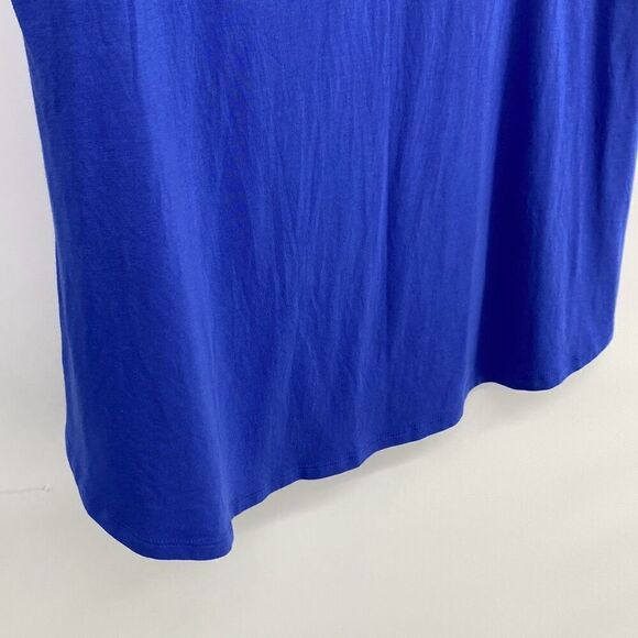 Soft Surroundings Isabel  V-Neck Tee Shirt Tunic Top Side Slits Pima Cotton Blue - Picture 7 of 8